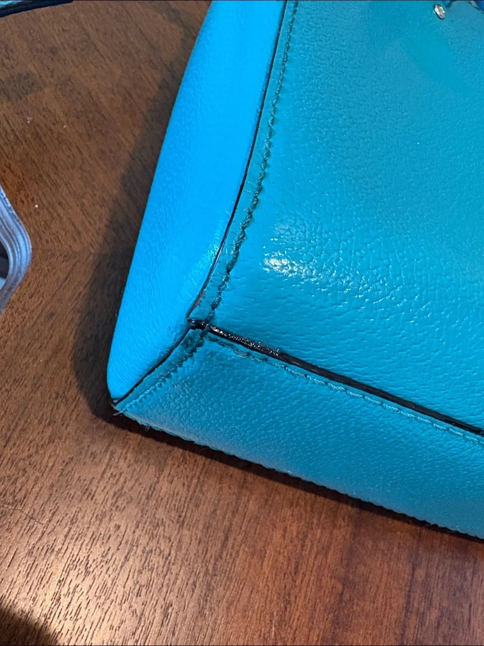 kate spade crossbody bag  satchel  Leather turquoise 3 compartment  gold tone